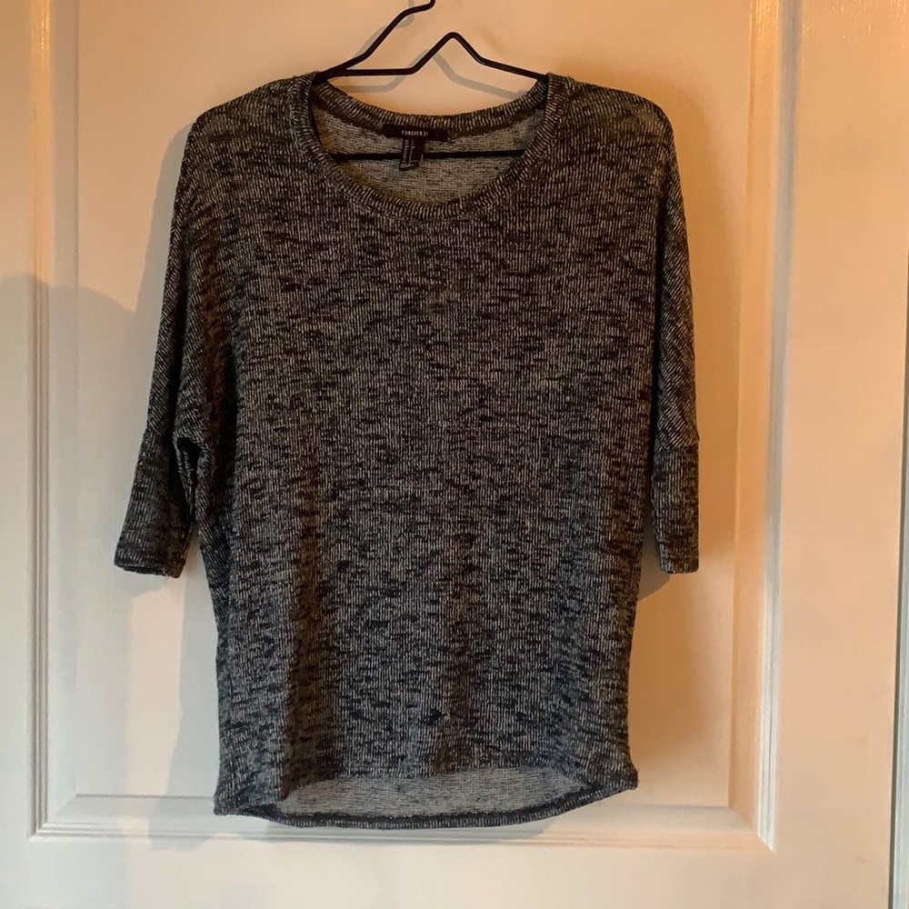 Forever 21 Black Knit Quarter Length Sleeve Top